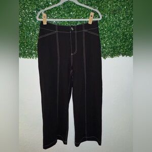 Rachel Zoe Black Straight Leg Pants with White Stitching